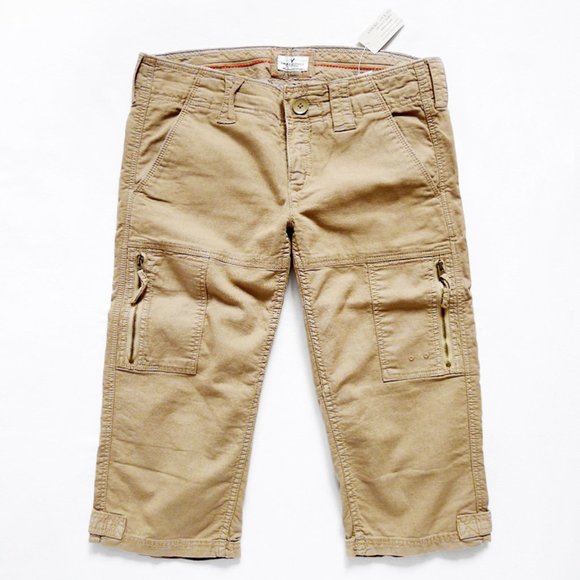 NEW AMERICAN EAGLE AEO Cargo Clam Diggers Pedal Pushers 0 (30.5" x 16.5") - Picture 1 of 8